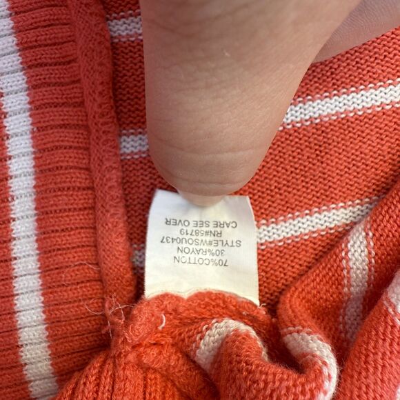 Notations Sweater Women's 2X Pink Orange Striped Knit Bat Wing Sleeve Stretch - Picture 5 of 10